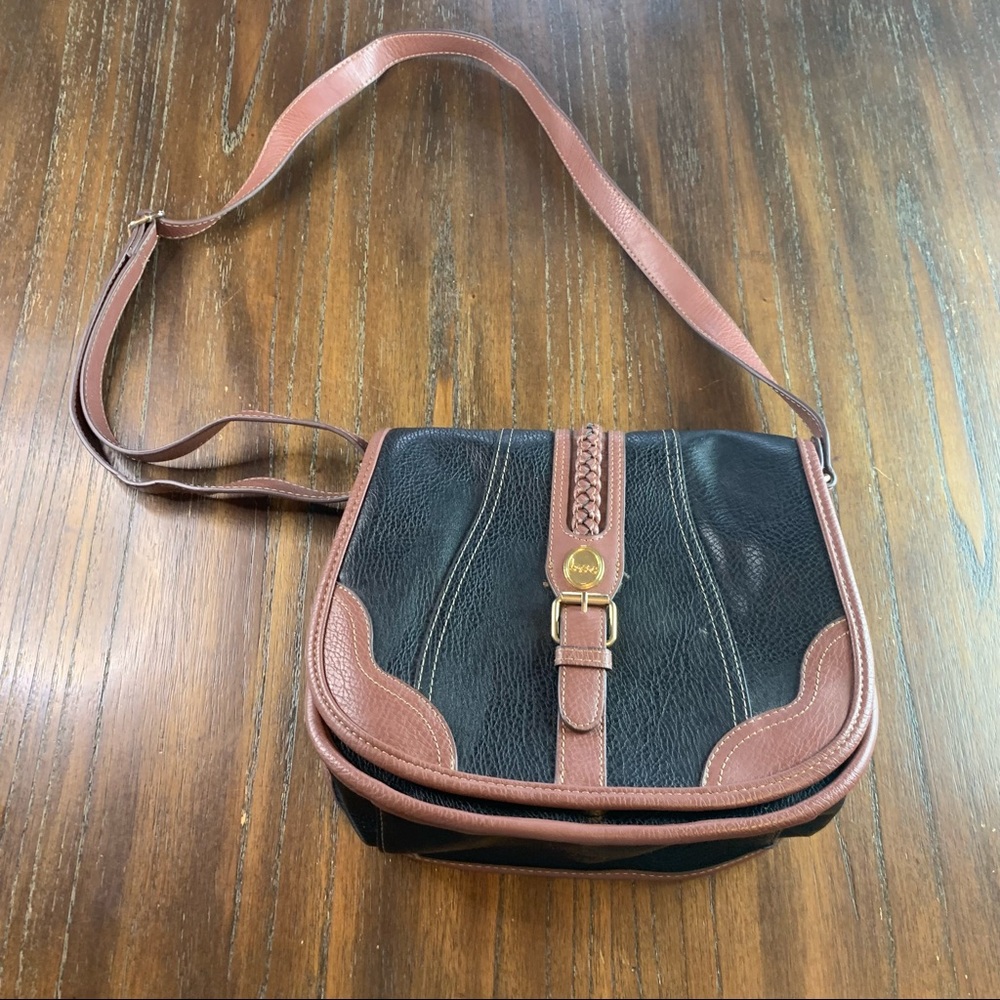 b.o.c Born Concepts Black Brown Purse Handbag Crossbody Braid Faux